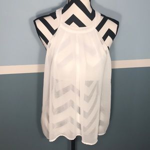Sheer White Halter Tank Top